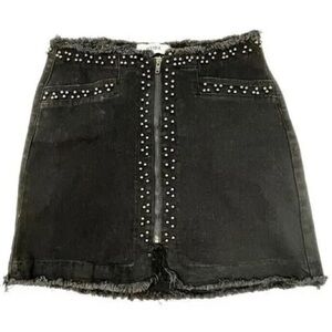 Pistola Black Denim Skirt with Studs
